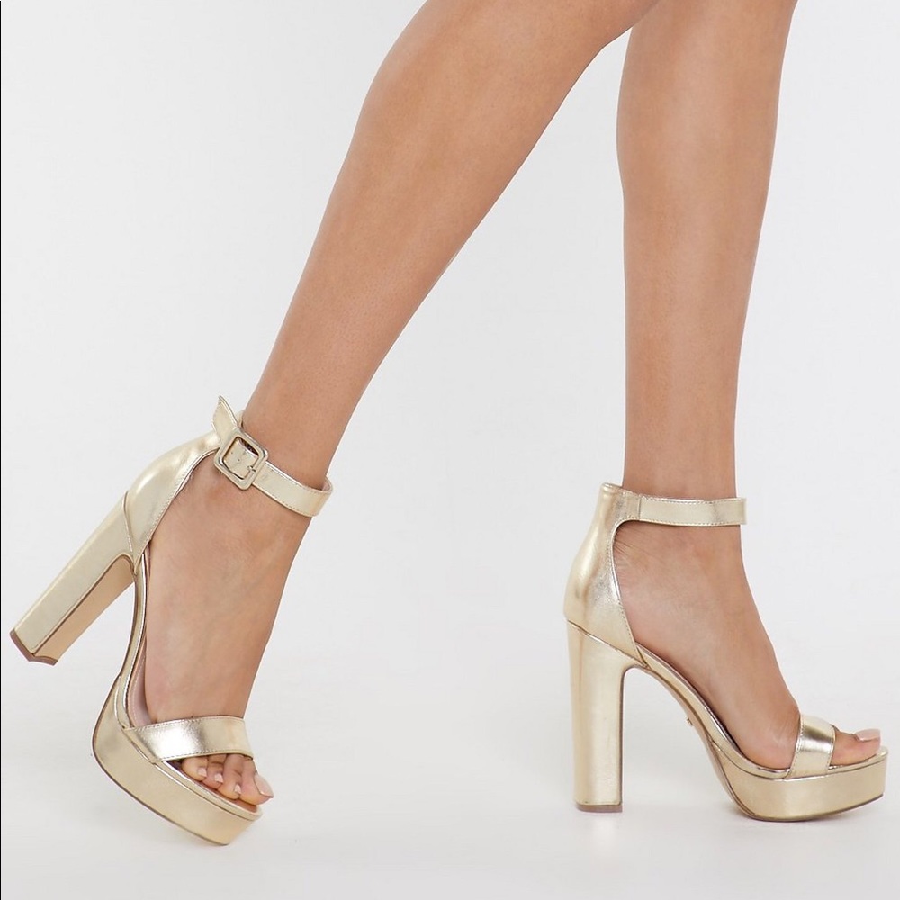 Gold platform heels